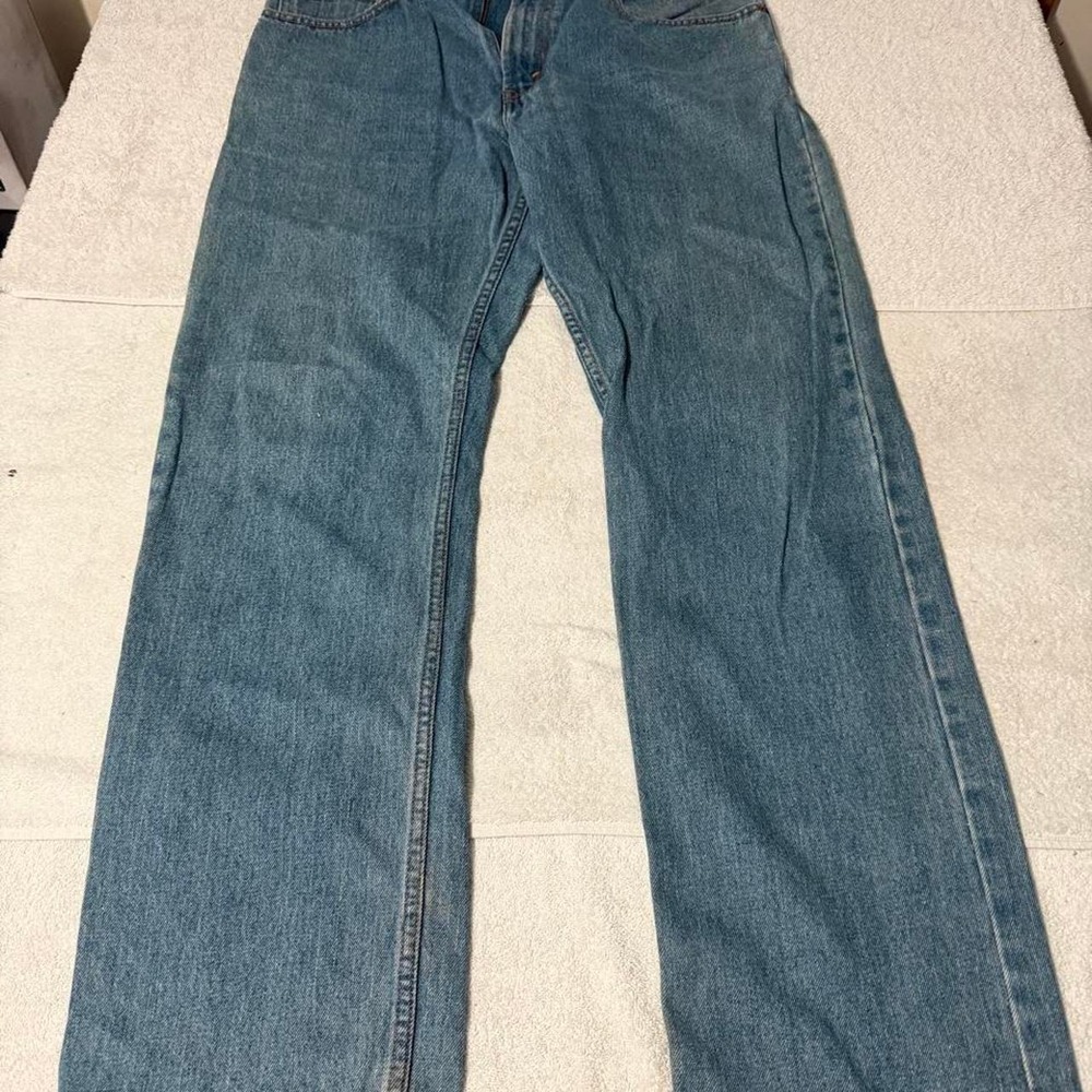 Levis 505 Regular Fit Blue Cotton Jeans Mens 34x34 Denim Classic Straight Leg